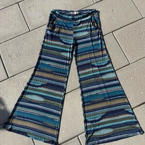 Veronica M Women's Wide Leg Pants - Blue and Green Stripes